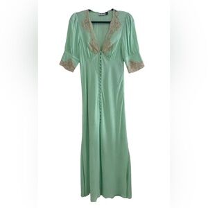 Mint Green Dress with Lace Cuff